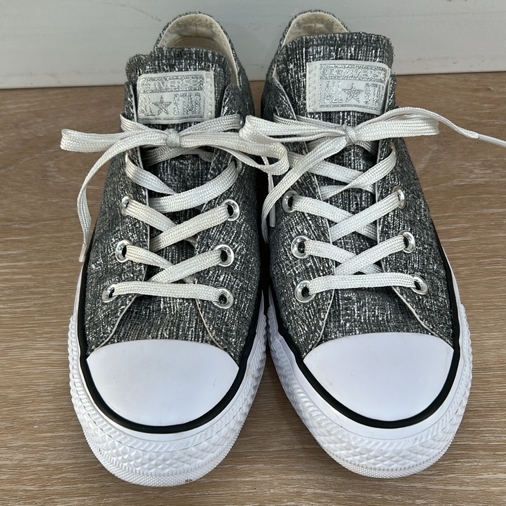 Converse Chuck Taylor All Star Low Top Silver Gray Black Tweed women’s Size 6 - Picture 2 of 6